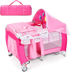 COSTWAY 4 en 1 Lit Parapluie rose