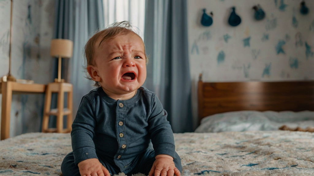 bébé qui pleure parce qu'il y a trop de lumière dans sa chambre